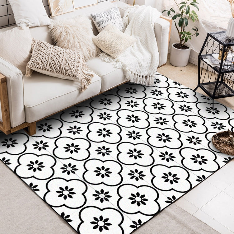 100x130cm Geometric Flower 3D Printed Carpets Living Room Bedroom Area Rugs Sofa Antiskid Mats, Color:Black White