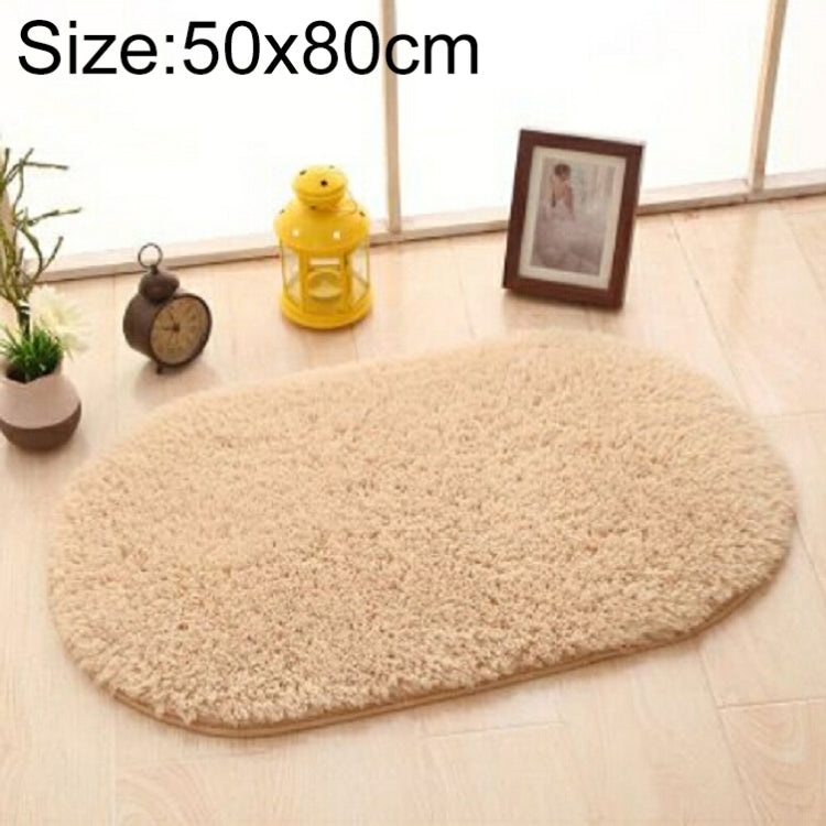 Faux Fur Rug Anti-slip Solid Bath Carpet Kids Room Door Mats Oval  Bedroom Living Room Rugs, Size:50x80cm