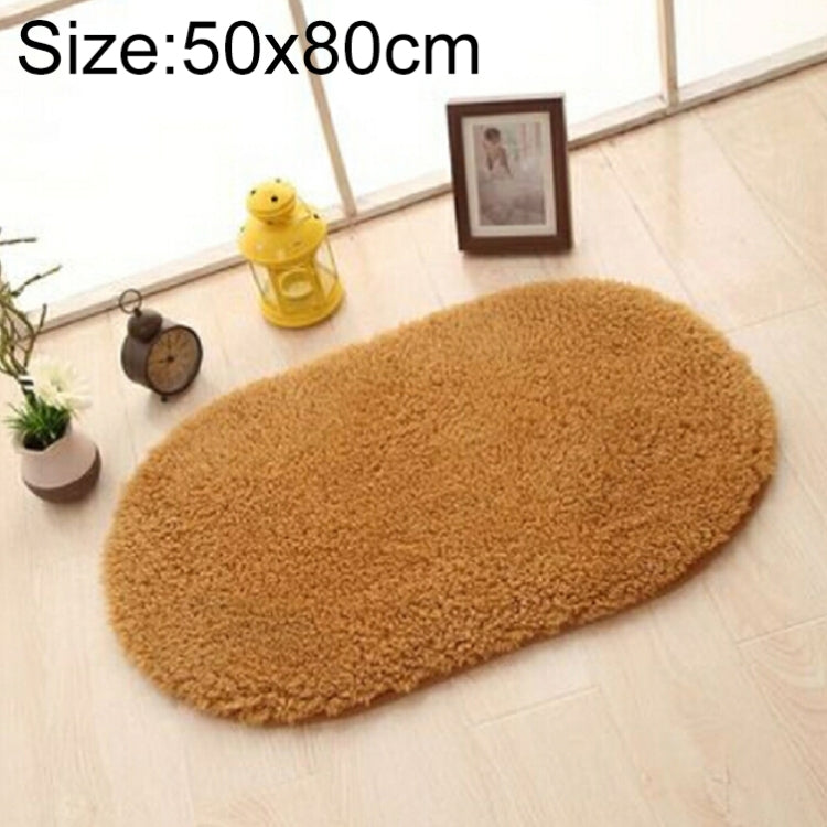 Faux Fur Rug Anti-slip Solid Bath Carpet Kids Room Door Mats Oval  Bedroom Living Room Rugs, Size:50x80cm