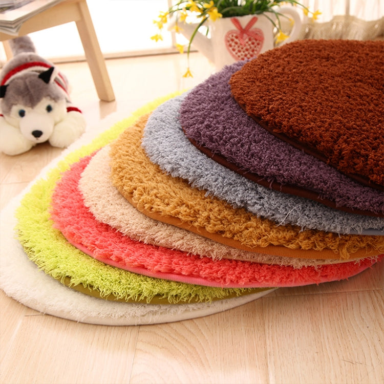 Faux Fur Rug Anti-slip Solid Bath Carpet Kids Room Door Mats Oval  Bedroom Living Room Rugs, Size:50x80cm