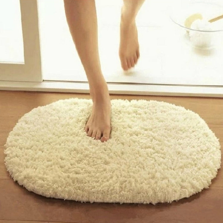 Faux Fur Rug Anti-slip Solid Bath Carpet Kids Room Door Mats Oval  Bedroom Living Room Rugs, Size:60x90cm