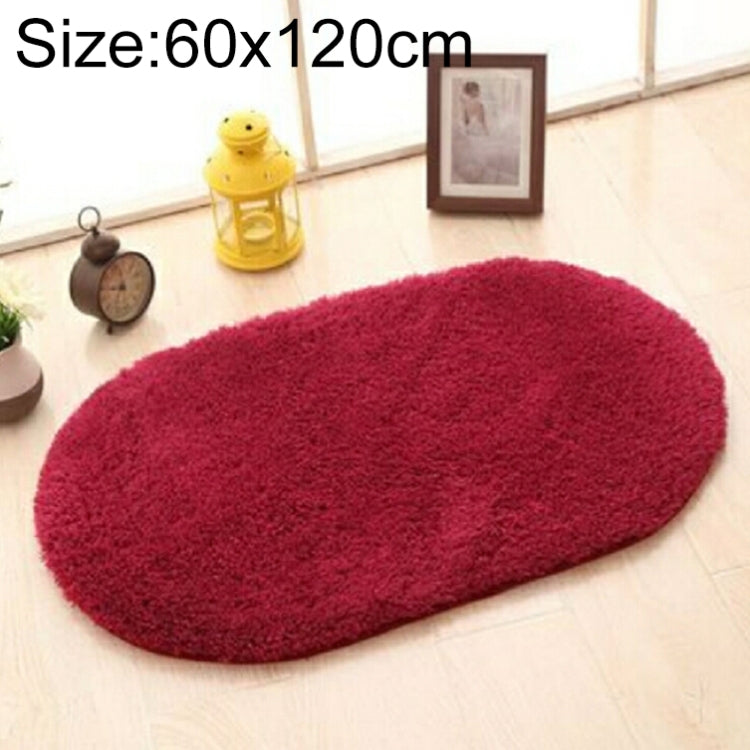 Faux Fur Rug Anti-slip Solid Bath Carpet Kids Room Door Mats Oval  Bedroom Living Room Rugs, Size:60x120cm