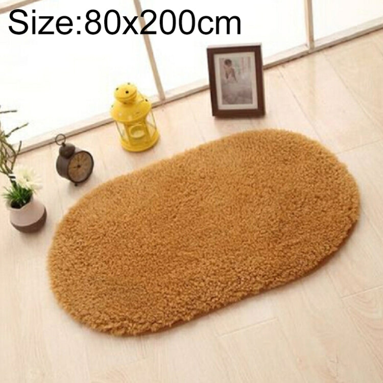 Faux Fur Rug Anti-slip Solid Bath Carpet Kids Room Door Mats Oval  Bedroom Living Room Rugs, Size:80x200cm