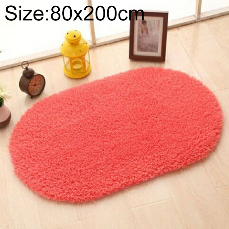 Faux Fur Rug Anti-slip Solid Bath Carpet Kids Room Door Mats Oval  Bedroom Living Room Rugs, Size:80x200cm