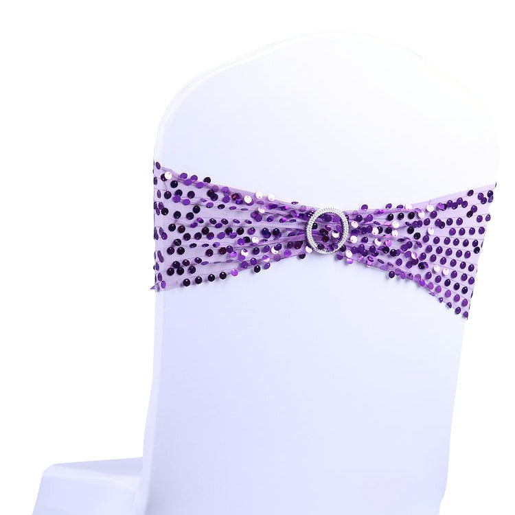 Elastic Glitter Chair Bow Ties Hotel Supplies Gold Chair Sash Sequin Event Banquet Party Wedding Chairs Decoration