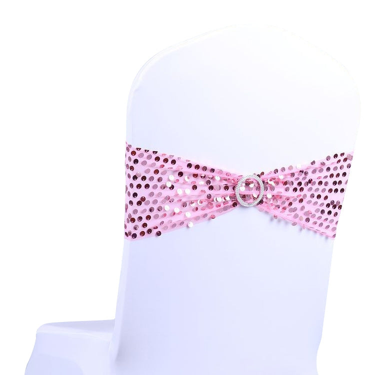 Elastic Glitter Chair Bow Ties Hotel Supplies Gold Chair Sash Sequin Event Banquet Party Wedding Chairs Decoration