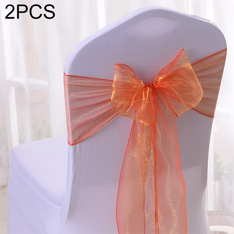 2 PCS Sheer Ribbon Organza Wedding Chair Decorations Sashes Belt Knot Chair Bow Bands Ties Chairs Wedding Banquet Supplies