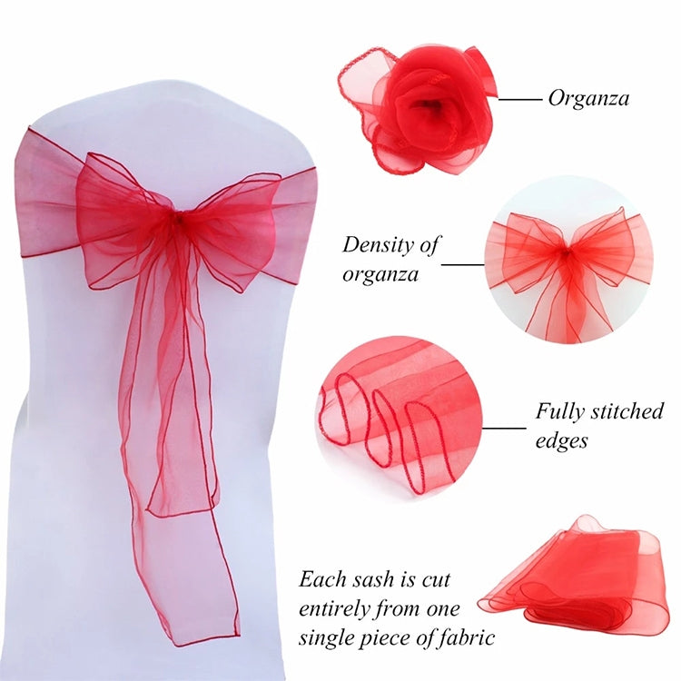 2 PCS Sheer Ribbon Organza Wedding Chair Decorations Sashes Belt Knot Chair Bow Bands Ties Chairs Wedding Banquet Supplies