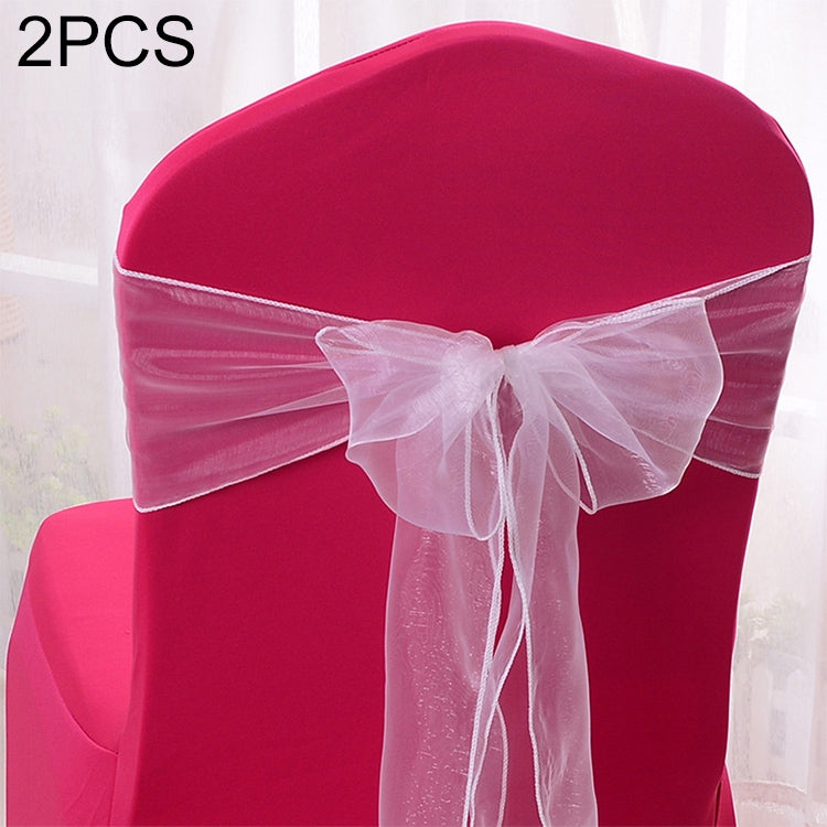 2 PCS Sheer Ribbon Organza Wedding Chair Decorations Sashes Belt Knot Chair Bow Bands Ties Chairs Wedding Banquet Supplies