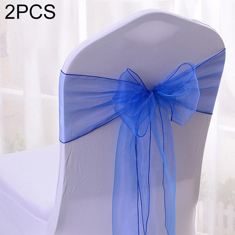 2 PCS Sheer Ribbon Organza Wedding Chair Decorations Sashes Belt Knot Chair Bow Bands Ties Chairs Wedding Banquet Supplies