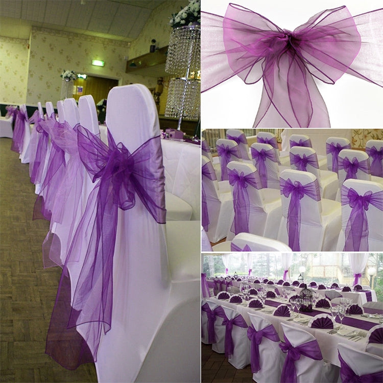 2 PCS Sheer Ribbon Organza Wedding Chair Decorations Sashes Belt Knot Chair Bow Bands Ties Chairs Wedding Banquet Supplies