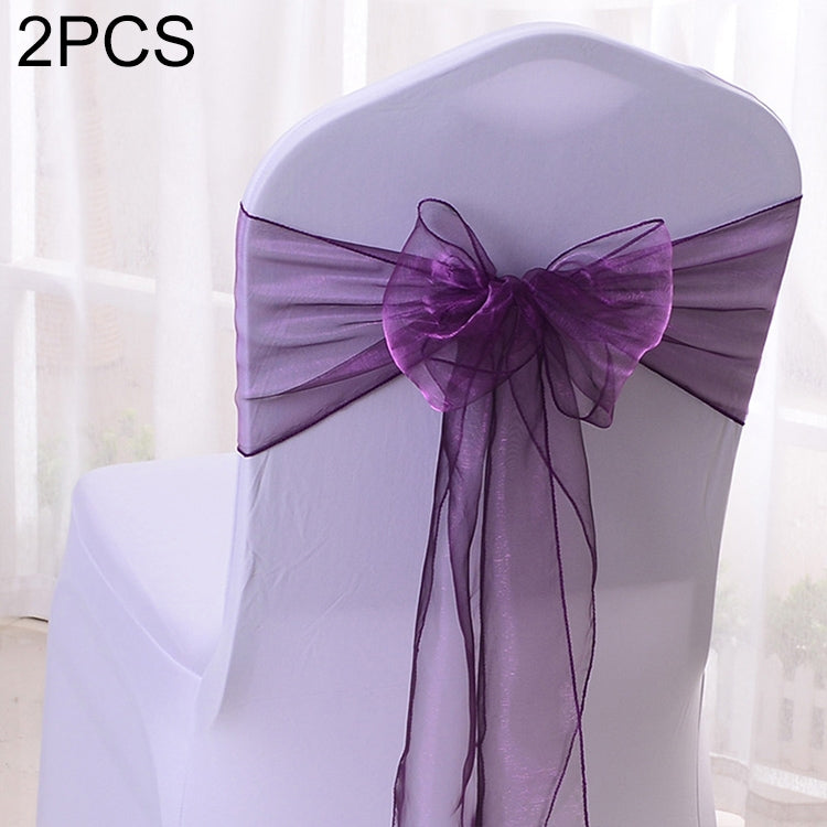 2 PCS Sheer Ribbon Organza Wedding Chair Decorations Sashes Belt Knot Chair Bow Bands Ties Chairs Wedding Banquet Supplies