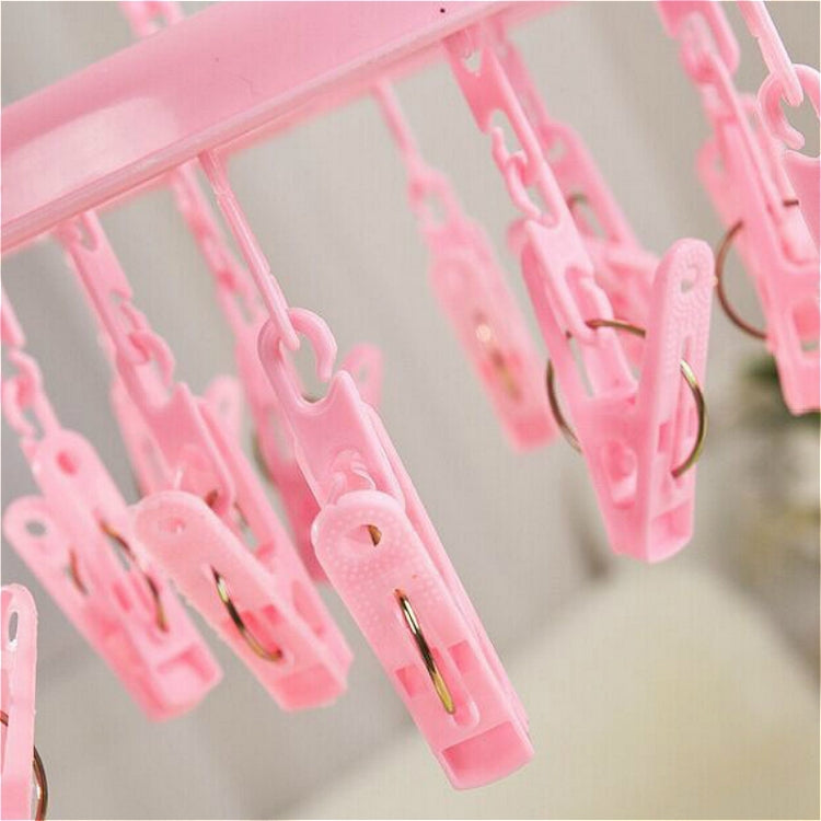 2 PCS 18 Clips Drying Rack Sock Holder Portable Folding Cloth Hanger Rack