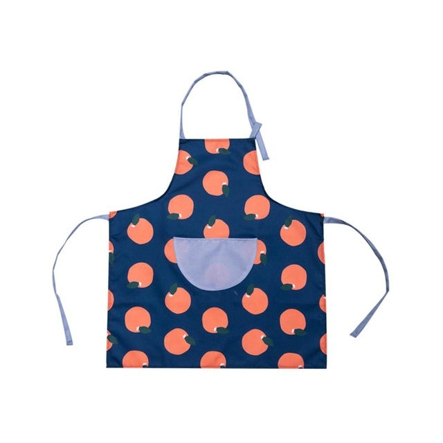Orange Pattern Adjustable Polyester Kitchen Apron For Cooking