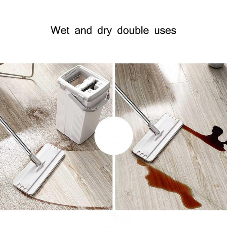 Hand Free Hand-push Flat Mop Floor Cleaning Bucket With 2 Mop Rags