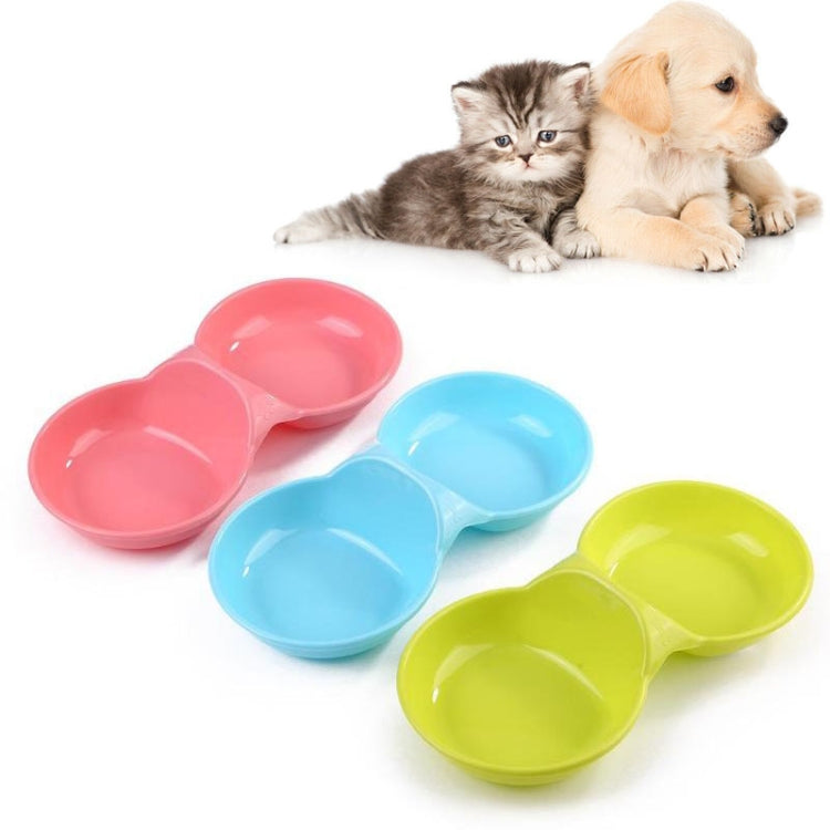 2 PCS Durable Candy-colored Plastic Pet Double Bowl Cat Dog Bowlï¼ŒRandom Color Delivery
