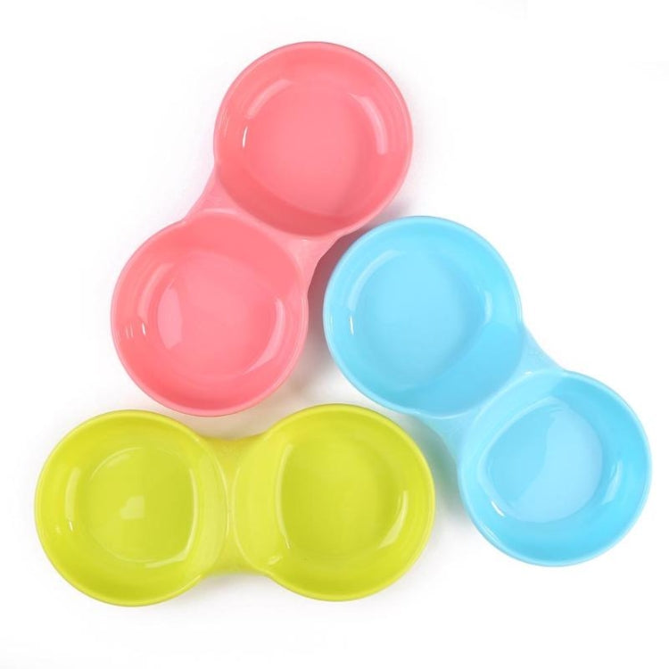 2 PCS Durable Candy-colored Plastic Pet Double Bowl Cat Dog Bowlï¼ŒRandom Color Delivery