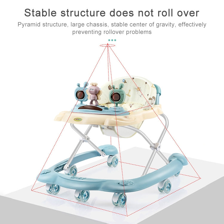 Baby Walker Anti-O-leg Multi-function Anti-rollover Trolley, Style:With Awning, Specifications:Regular Version(Pink)