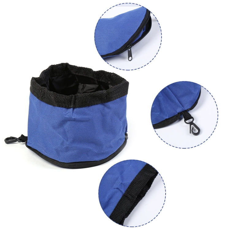 Pet Travel Portable Folding Oxford Cloth Waterproof Dog Bowl with Zipper(Red)