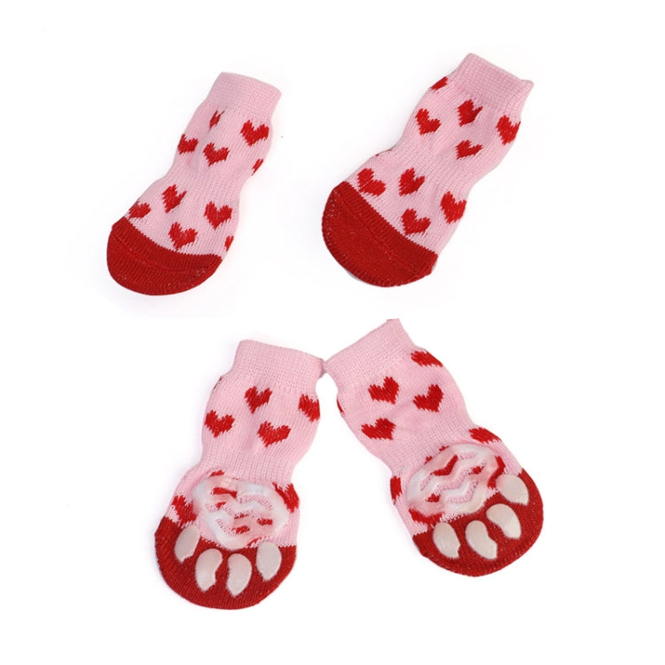 2 Pairs Pet Dog Puppy Cat Shoes Slippers Non-Slip Socks Pet Cute Indoor for Small Dogs Cats Snow Boots Socks, Size:S