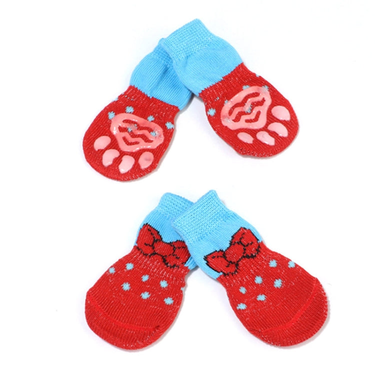 2 Pairs Pet Dog Puppy Cat Shoes Slippers Non-Slip Socks Pet Cute Indoor for Small Dogs Cats Snow Boots Socks, Size:M