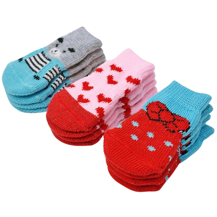 2 Pairs Pet Dog Puppy Cat Shoes Slippers Non-Slip Socks Pet Cute Indoor for Small Dogs Cats Snow Boots Socks, Size:L