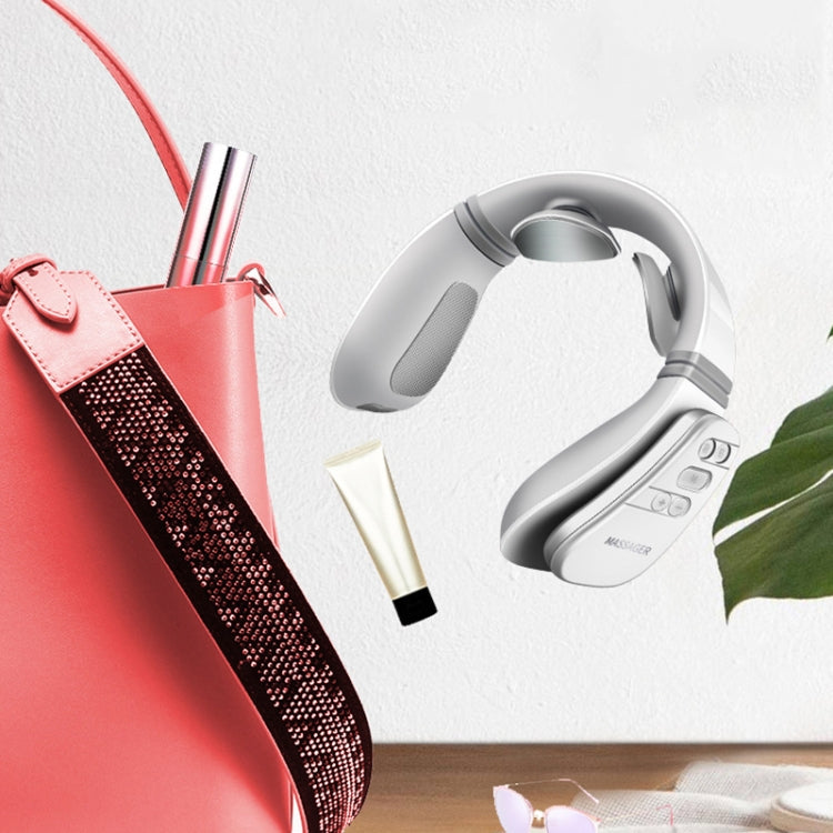 Charging Multi-function Intelligent Cervical Spine Physiotherapy Instrument Electromagnetic Shock Pulse Neck and Shoulder Massager(Cherry Blossom Powder)