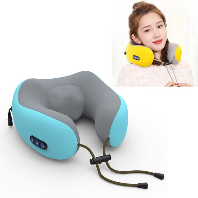 U-shaped Electric Massage Pillow Kneading Shoulder and Neck Massager, Style:Rechargeable