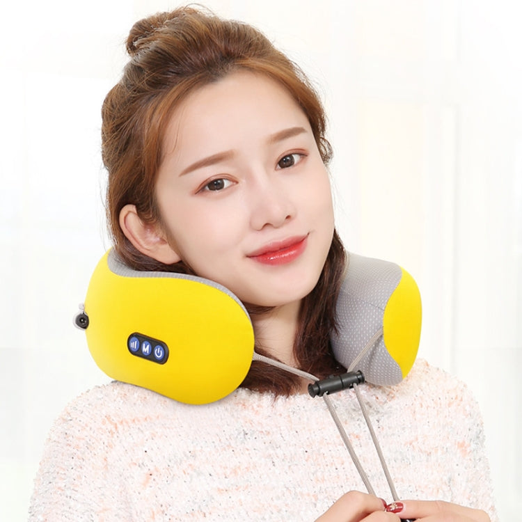 U-shaped Electric Massage Pillow Kneading Shoulder and Neck Massager, Style:Battery Models