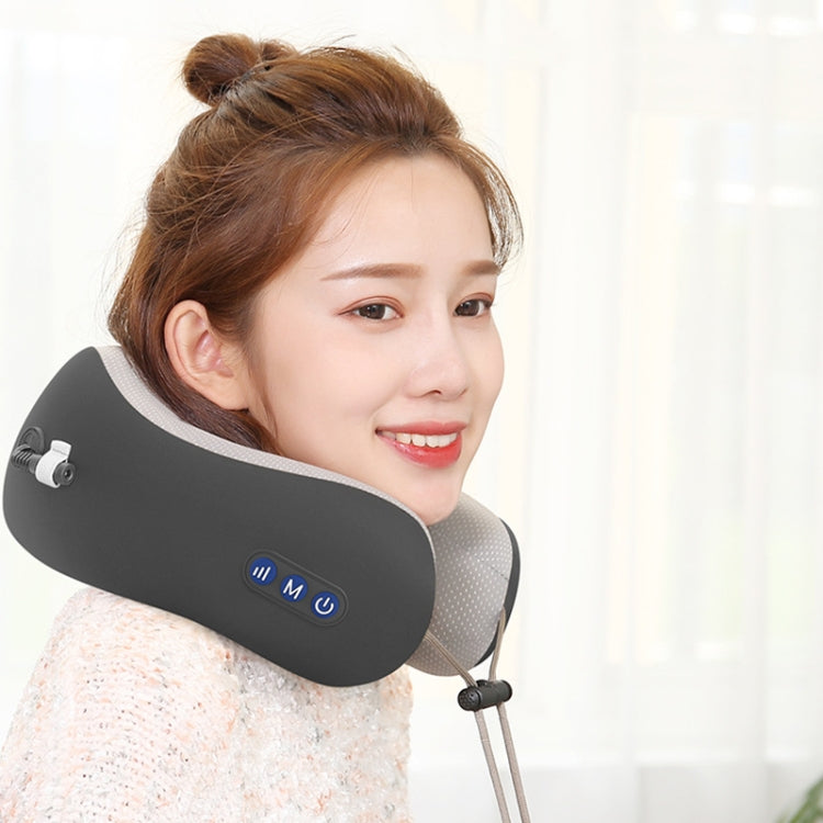U-shaped Electric Massage Pillow Kneading Shoulder and Neck Massager, Style:Battery Models