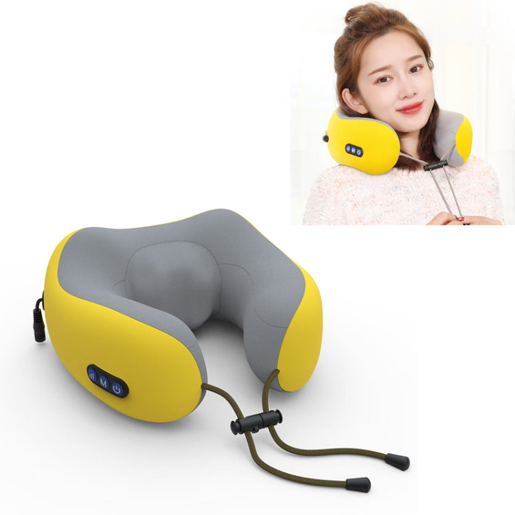 U-shaped Electric Massage Pillow Kneading Shoulder and Neck Massager, Style:Battery Models