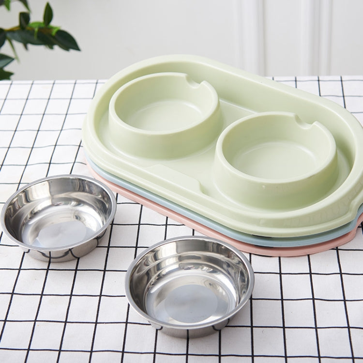 Pet Supplies Stainless Steel Plastic Anti-skid Leak-proof Cat and Dog Bowls