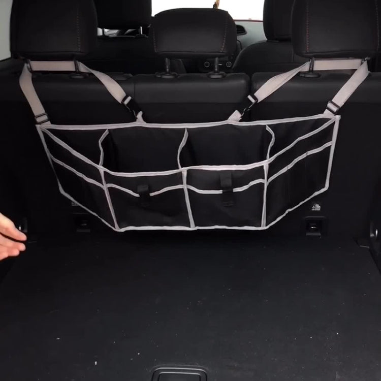 Gray Edging Foldable Multifunctional Long Car Seat Back Storage Bag(Black + Gray Edging)