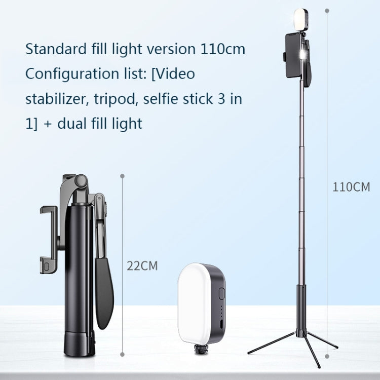 SSKY A21 Live Foldable Photography Fill Light Beauty Bracket Mobile Phone Anti-shake Stabilizer, Size:110cm+Double Fill Light