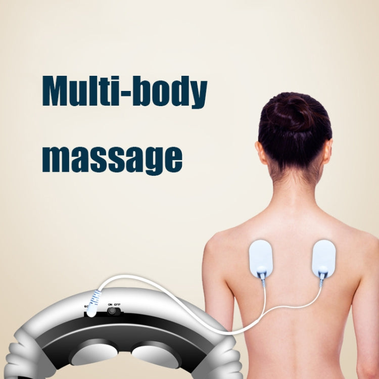 Cervical Massager Acupuncture Electric Pulse Hot Compression Neck Massage Physiotherapy Apparatus Neck Care Apparatus, Style:Battery Models(White)