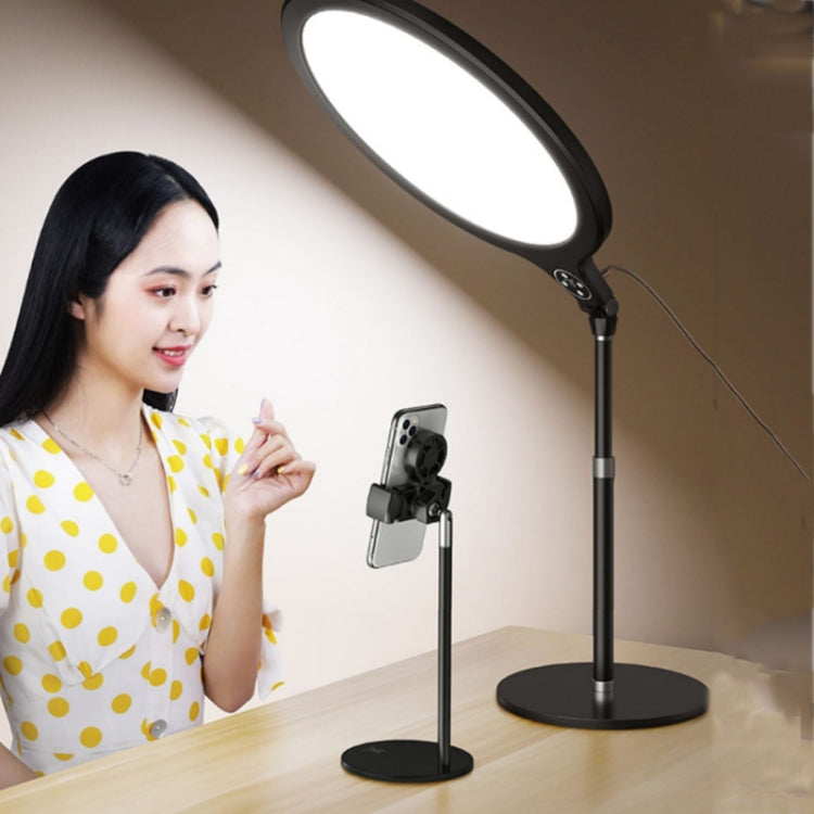 14.2 inch 36cm Live Broadcast Photography Desktop Beauty Fill Light Bracket, Style:Large Version+Cooling Bracket(Black)