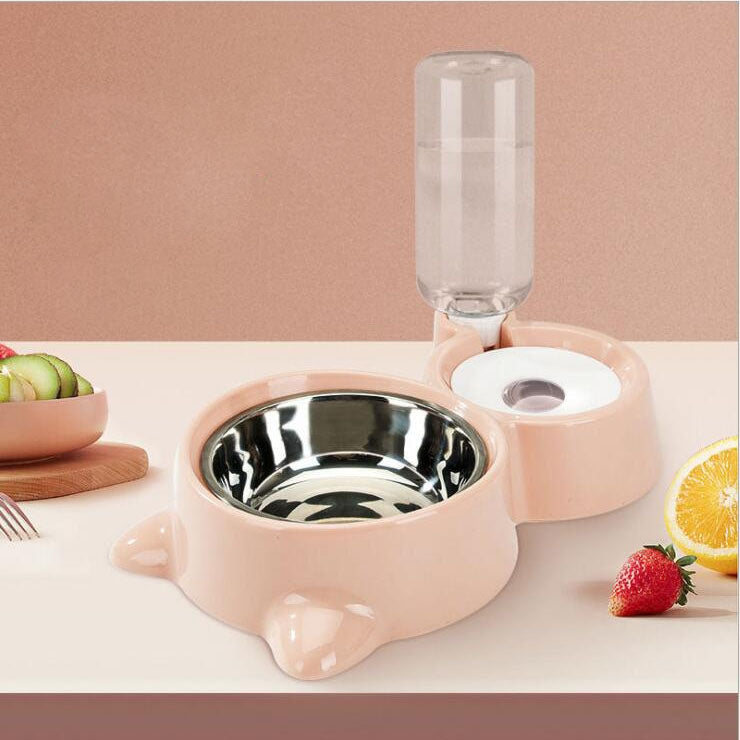 Pet Supplies Automatic Waterer Cat and Dog Food Bowl Double Bowl