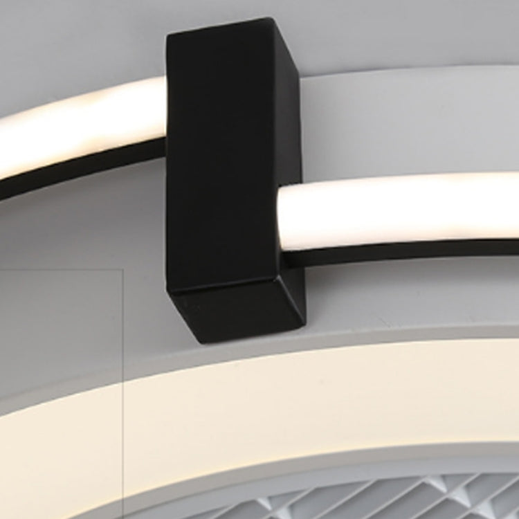 Fan Ceiling Lamp Invisible Children Home Dining Room LED Integrated Electric Fan Bedroom Lamp(Black and White)