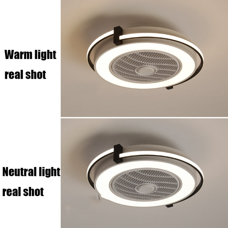 Fan Ceiling Lamp Invisible Children Home Dining Room LED Integrated Electric Fan Bedroom Lamp(Black and White)