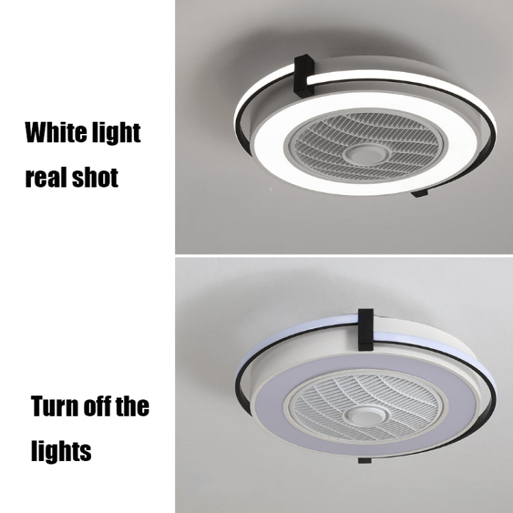 Fan Ceiling Lamp Invisible Children Home Dining Room LED Integrated Electric Fan Bedroom Lamp(Black and White)