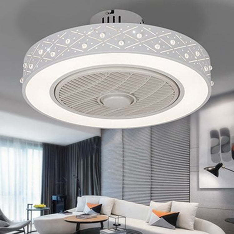 80W Ultra-thin Fan Ceiling Lamp Bedroom Modern Minimalist Dining Chandelier, Support Three-color Dimming / Remote Control / APP
