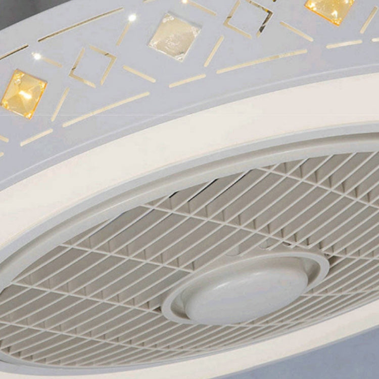 80W Ultra-thin Fan Ceiling Lamp Bedroom Modern Minimalist Dining Chandelier, Support Three-color Dimming / Remote Control / APP