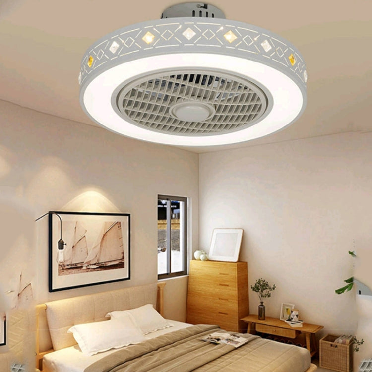80W Ultra-thin Fan Ceiling Lamp Bedroom Modern Minimalist Dining Chandelier, Support Three-color Dimming / Remote Control / APP