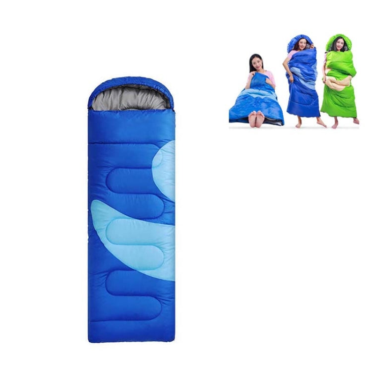 Adult Outdoor Camping Sleeping Bag with Hood Camping Office Lunch Break Home Sleeping Bag Supplies, Colour:Single Blue