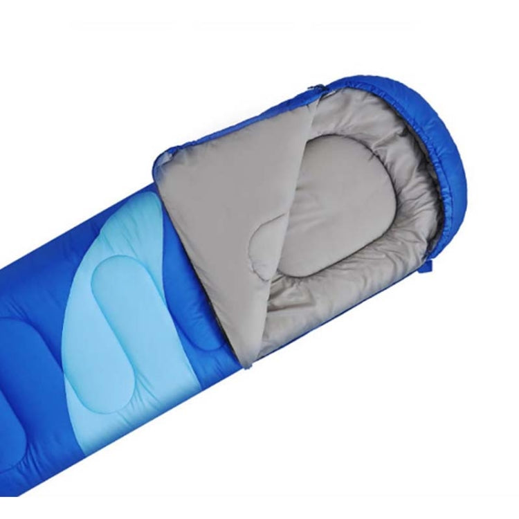 Adult Outdoor Camping Sleeping Bag with Hood Camping Office Lunch Break Home Sleeping Bag Supplies, Colour:Single Blue