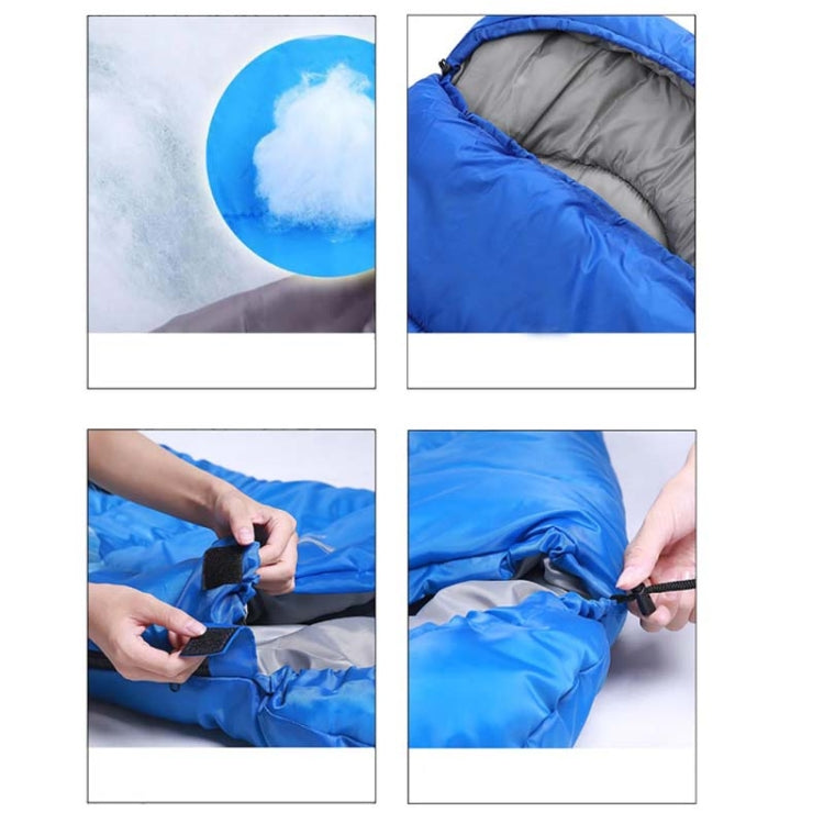 Adult Outdoor Camping Sleeping Bag with Hood Camping Office Lunch Break Home Sleeping Bag Supplies, Colour:Single Blue
