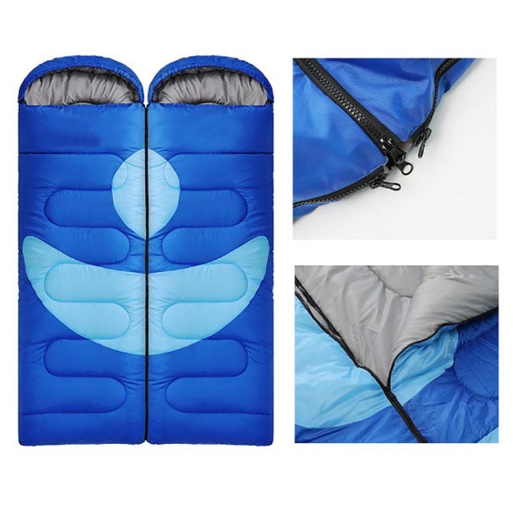 Adult Outdoor Camping Sleeping Bag with Hood Camping Office Lunch Break Home Sleeping Bag Supplies, Colour:Single Blue