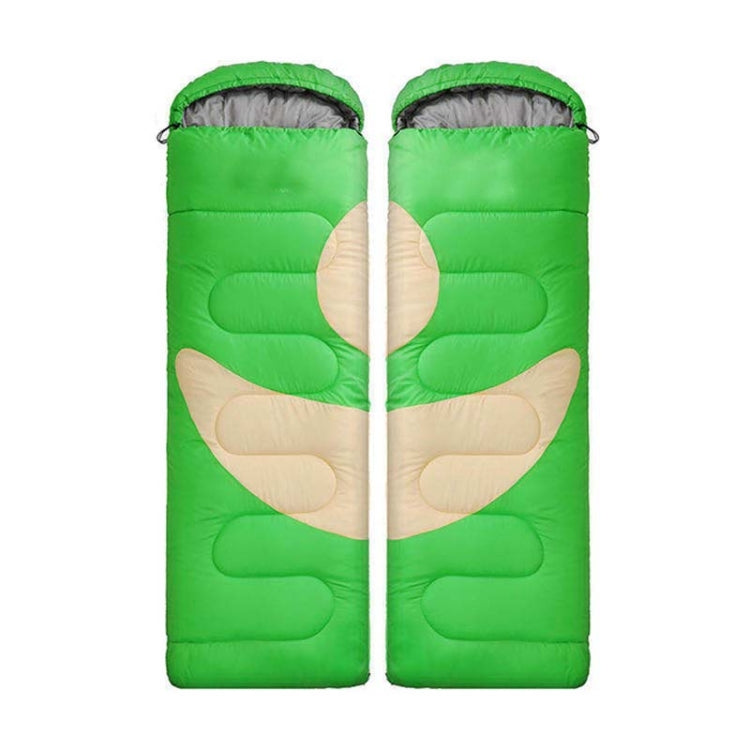 Adult Outdoor Camping Sleeping Bag with Hood Camping Office Lunch Break Home Sleeping Bag Supplies, Colour:Double Green