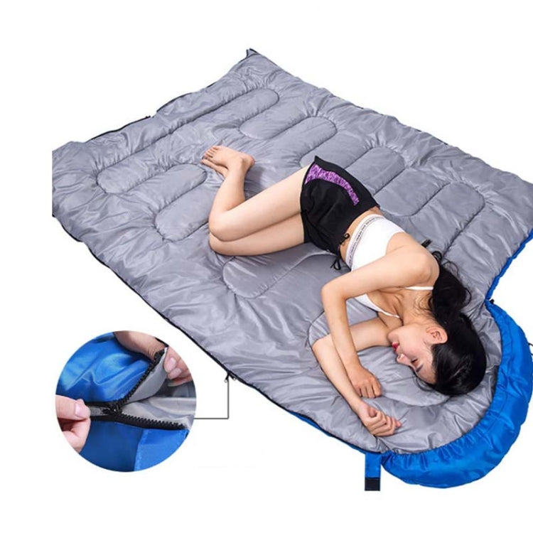 Adult Outdoor Camping Sleeping Bag with Hood Camping Office Lunch Break Home Sleeping Bag Supplies, Colour:Double Green