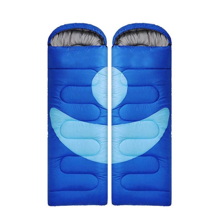 Adult Outdoor Camping Sleeping Bag with Hood Camping Office Lunch Break Home Sleeping Bag Supplies, Colour:Double Blue